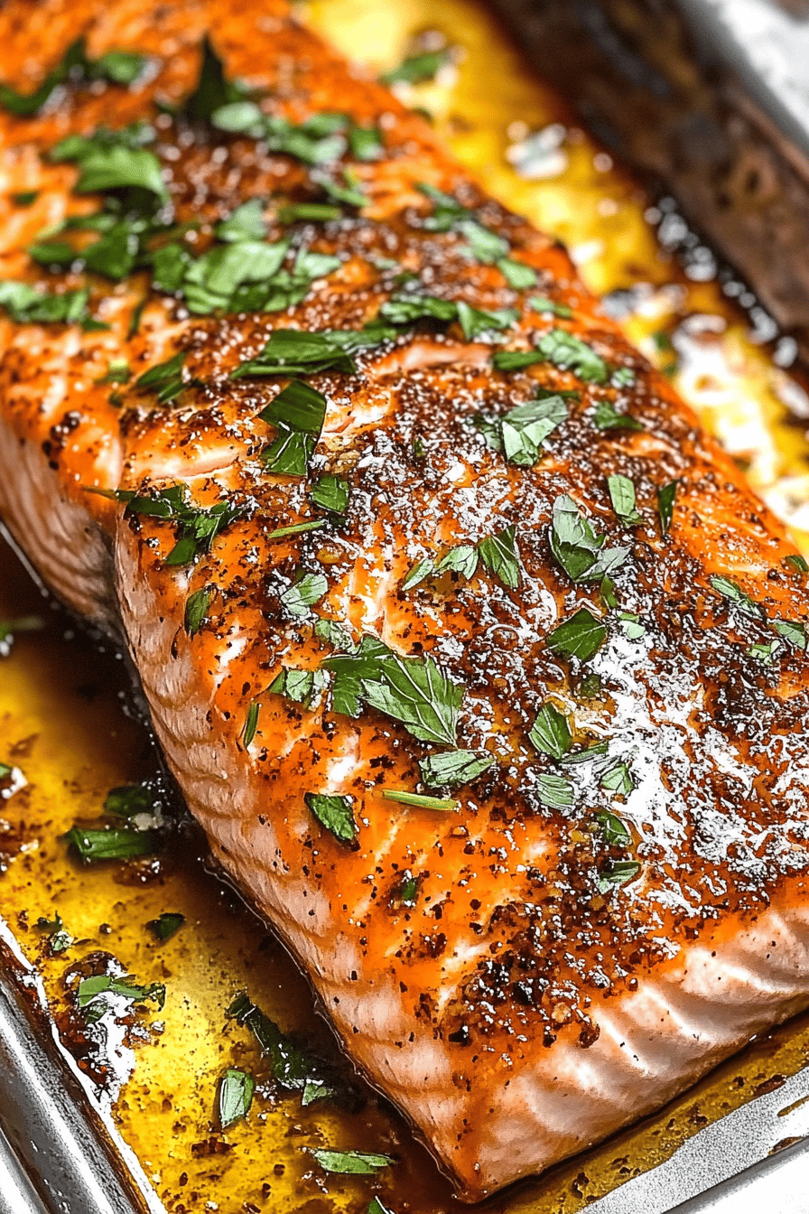 Oven baked salmon slice on plate showing perfect texture and swirl pattern