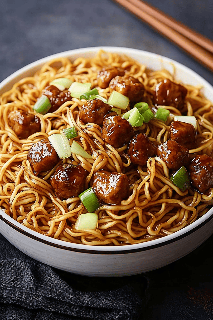 Panda Express chow mein slice on plate showing perfect texture and swirl pattern