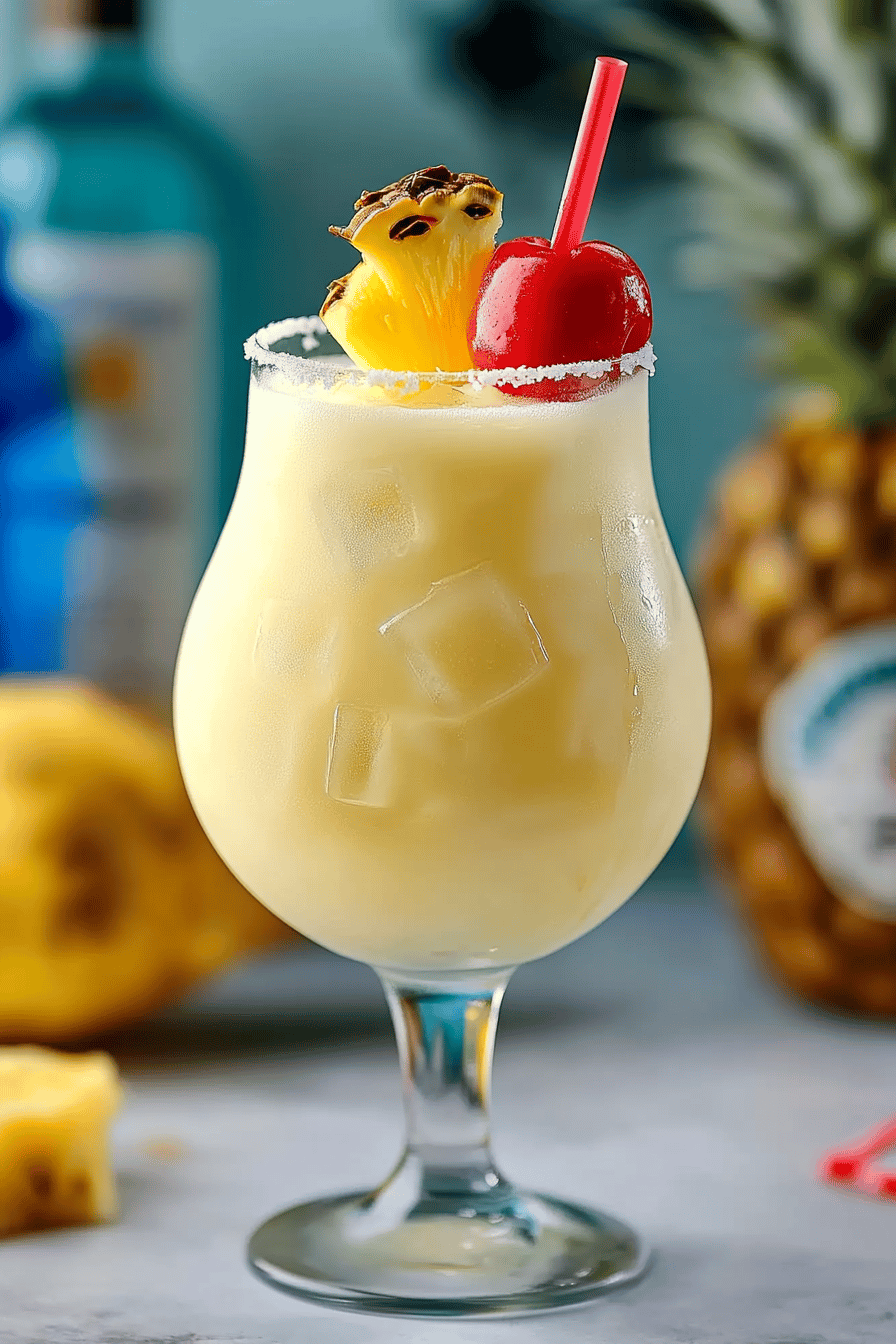 Pina colada recipe slice on plate showing perfect texture and swirl pattern