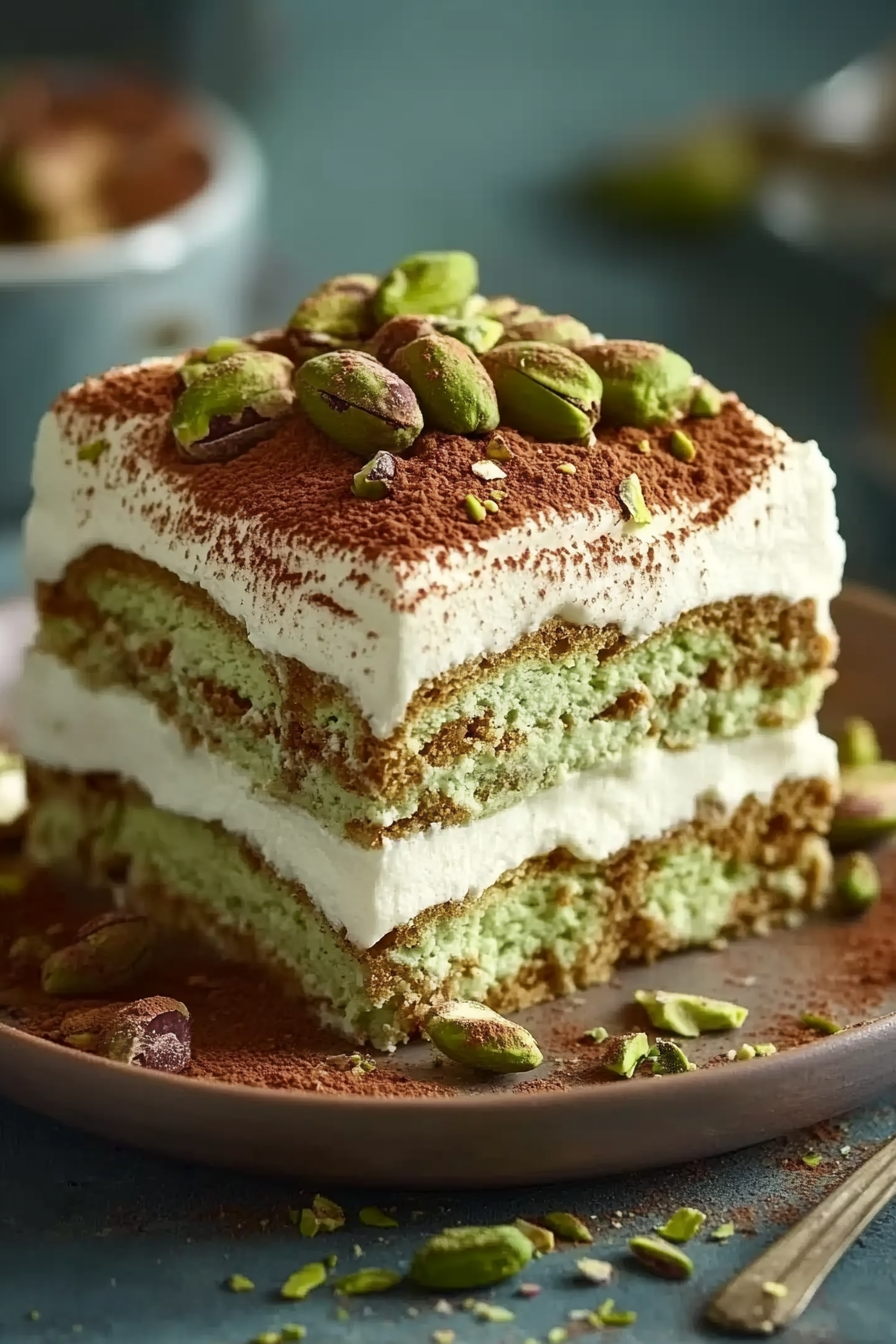 Pistachio cream tiramisu
