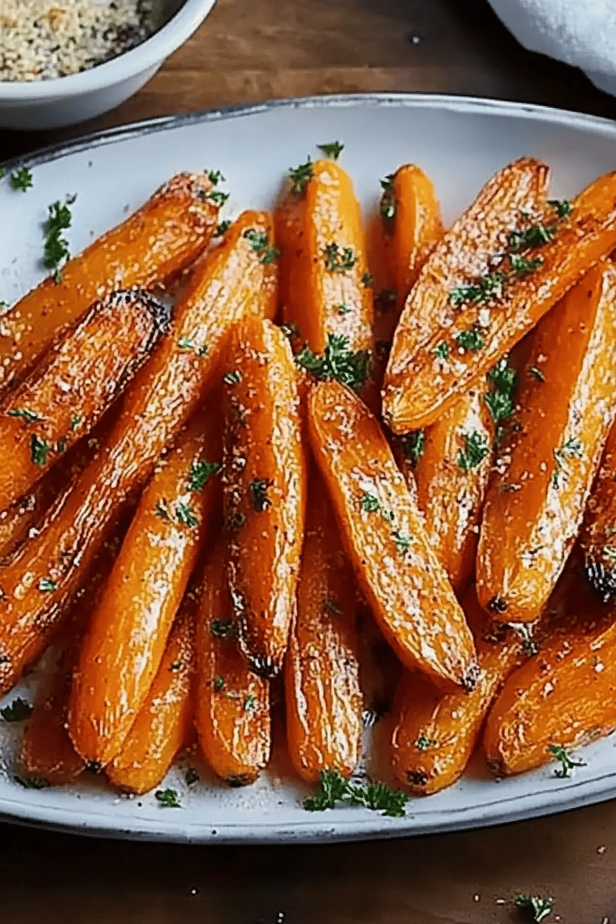 Roasted carrots slice on plate showing perfect texture and swirl pattern