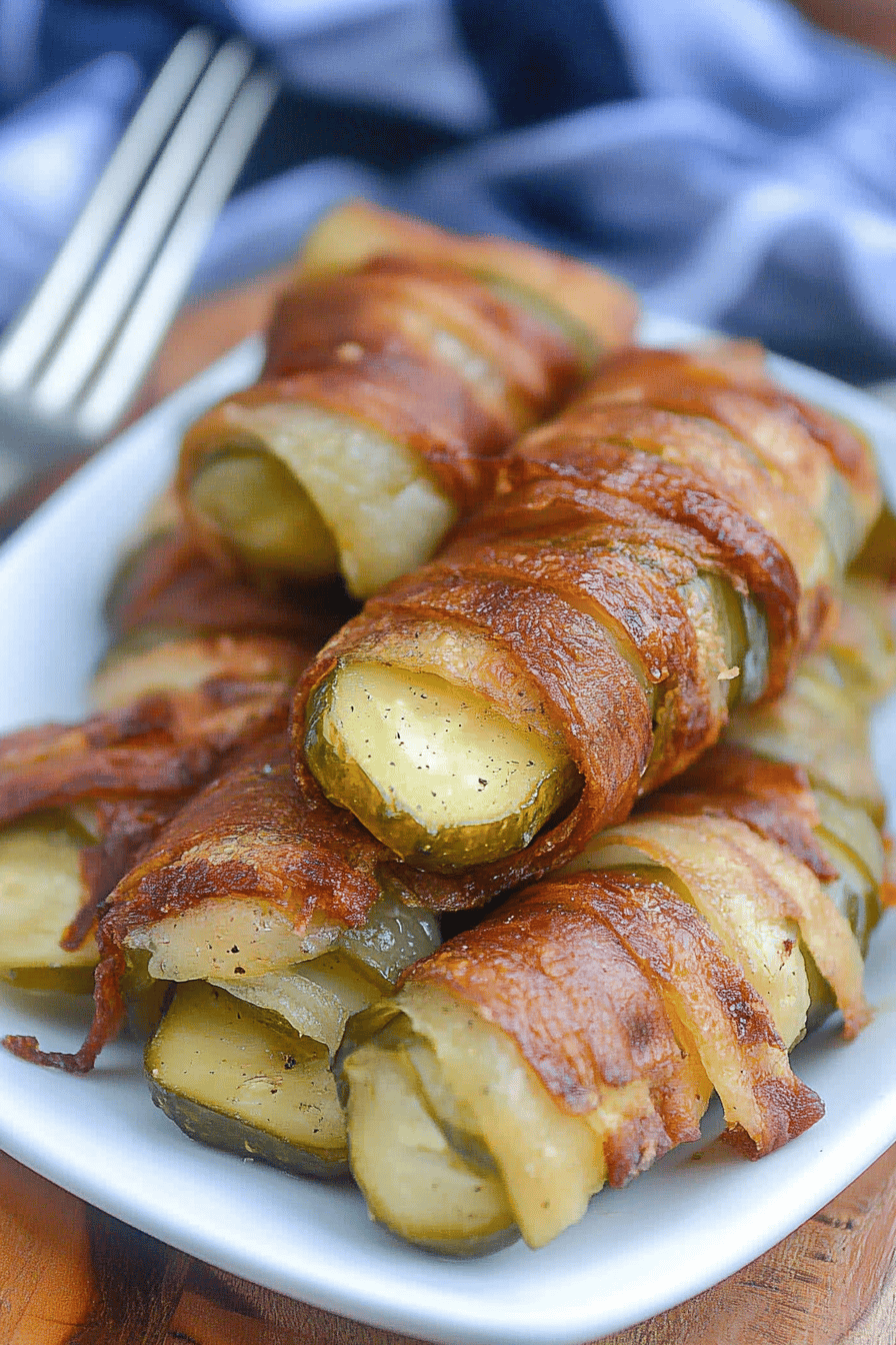 Smoked pickles slice on plate showing perfect texture and swirl pattern