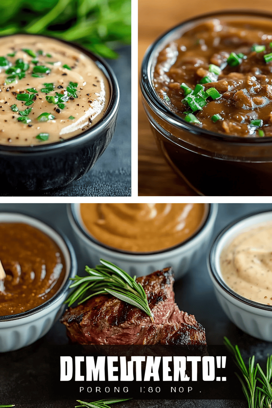 Steak sauces ingredients organized and measured on kitchen counter