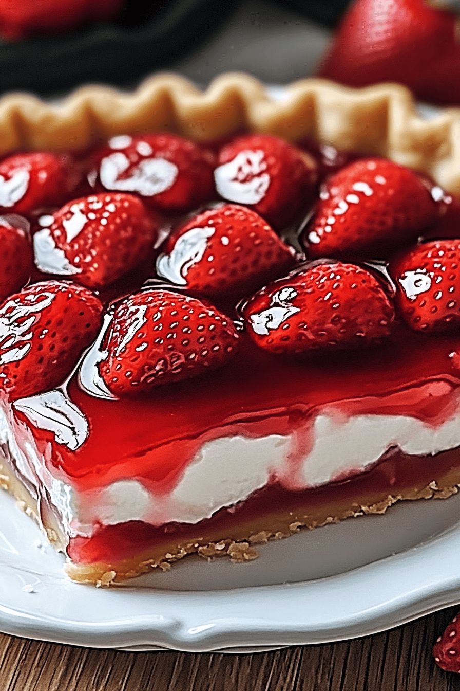 Strawberry pie recipe slice on plate showing perfect texture and swirl pattern
