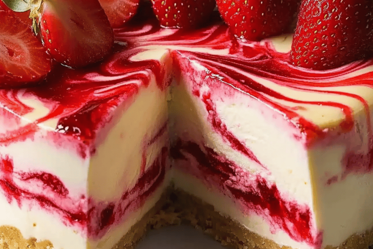 Strawberry swirl cheesecake
