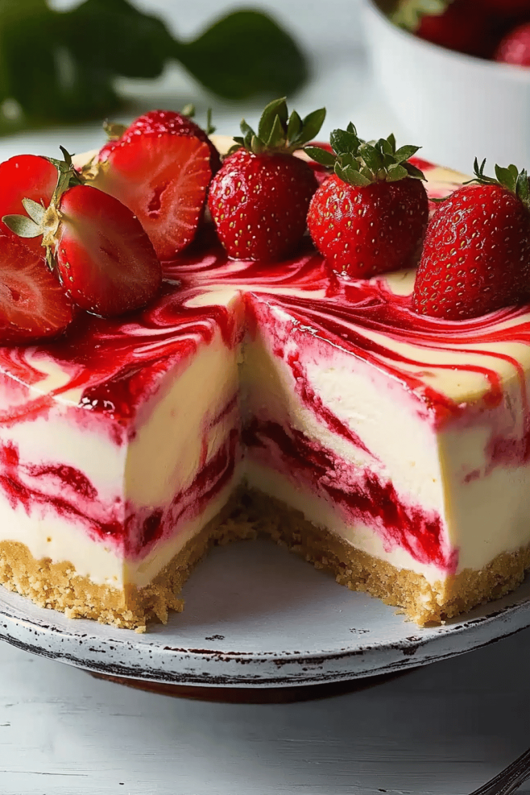Strawberry swirl cheesecake