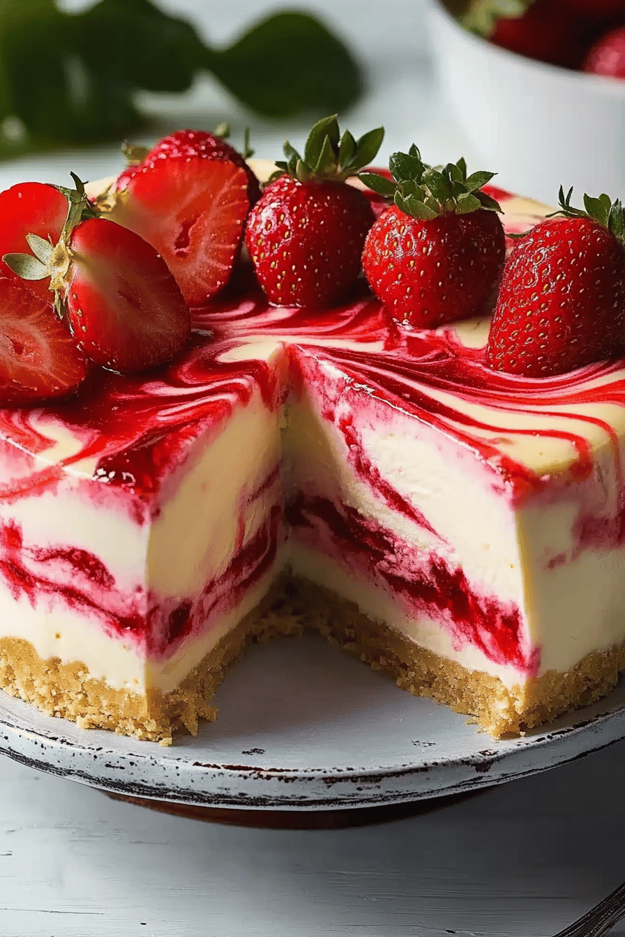 Strawberry swirl cheesecake