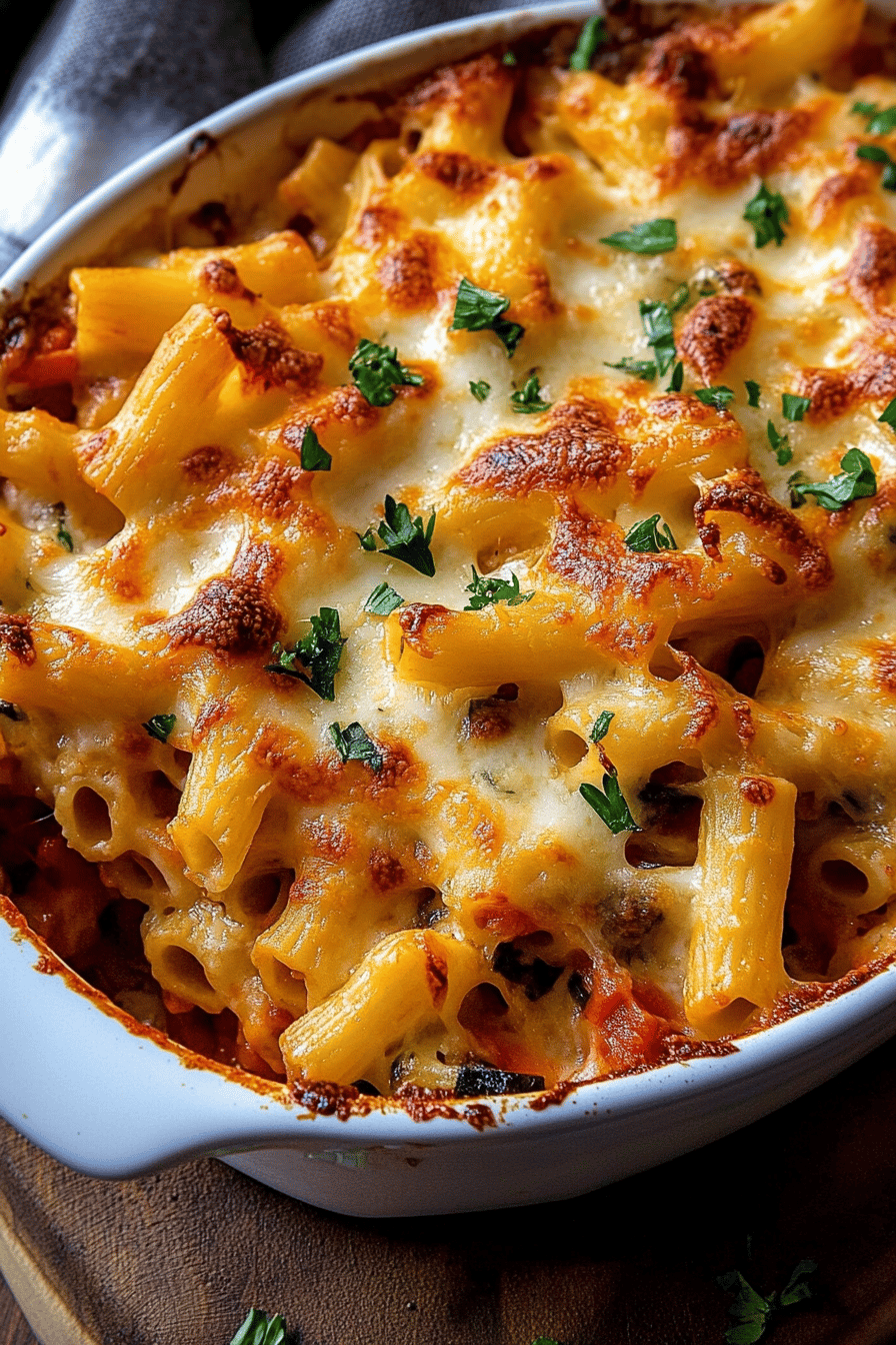 Vegetable pasta bake slice on plate showing perfect texture and swirl pattern