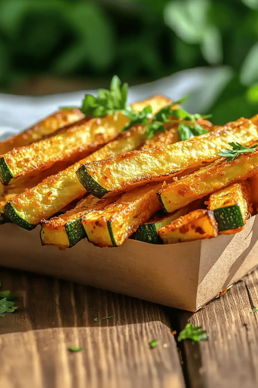 air fryer zucchini fries slice on plate showing perfect texture and swirl pattern