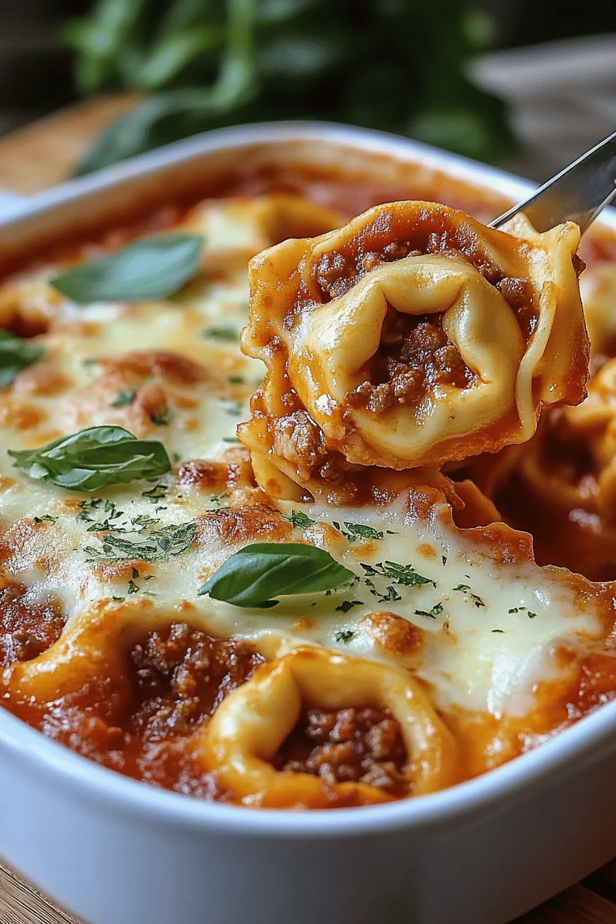 baked tortellini ingredients organized and measured on kitchen counter