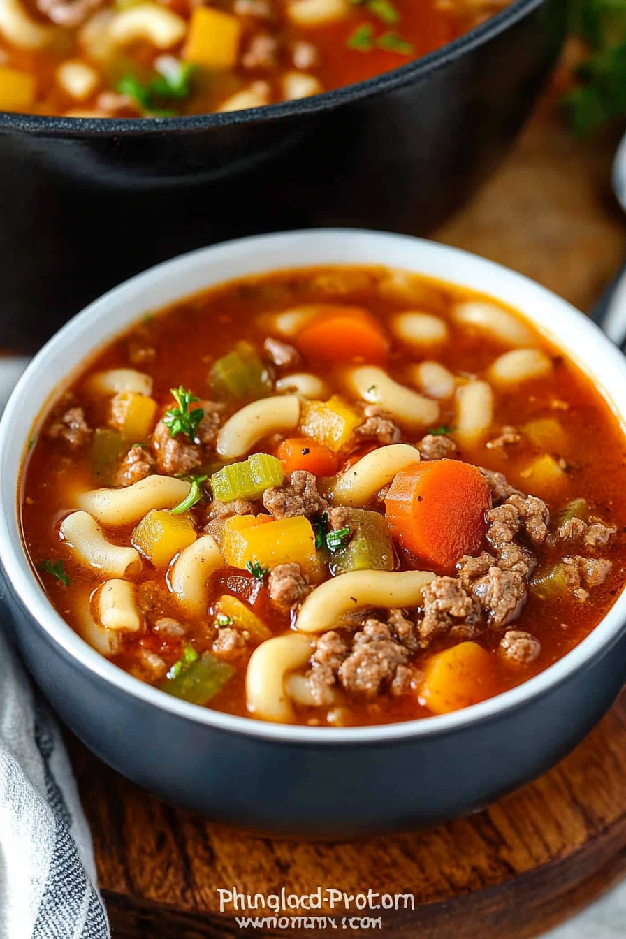 beef and macaroni soup