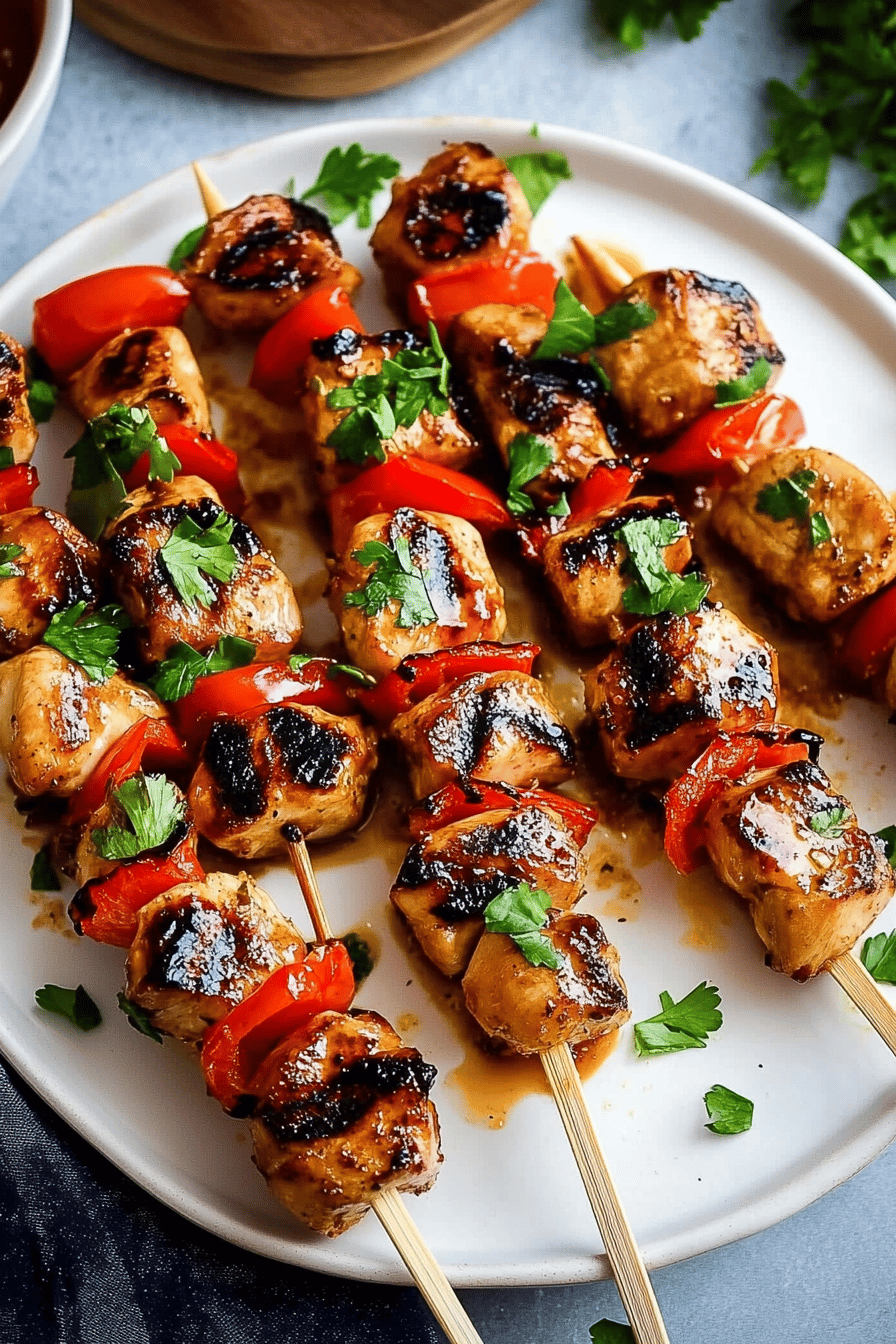 chicken skewers slice on plate showing perfect texture and swirl pattern