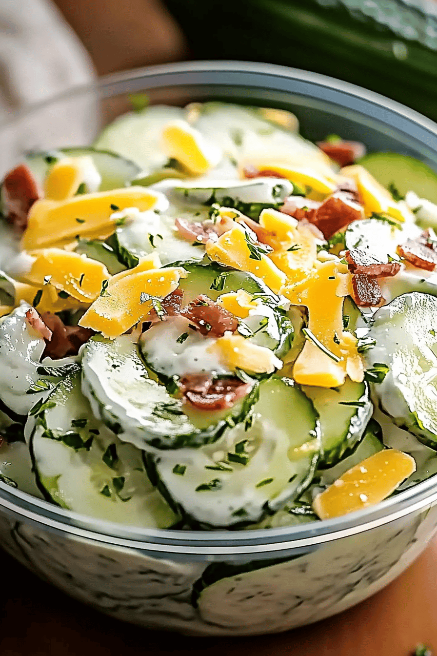 creamy cucumber salad ingredients organized and measured on kitchen counter