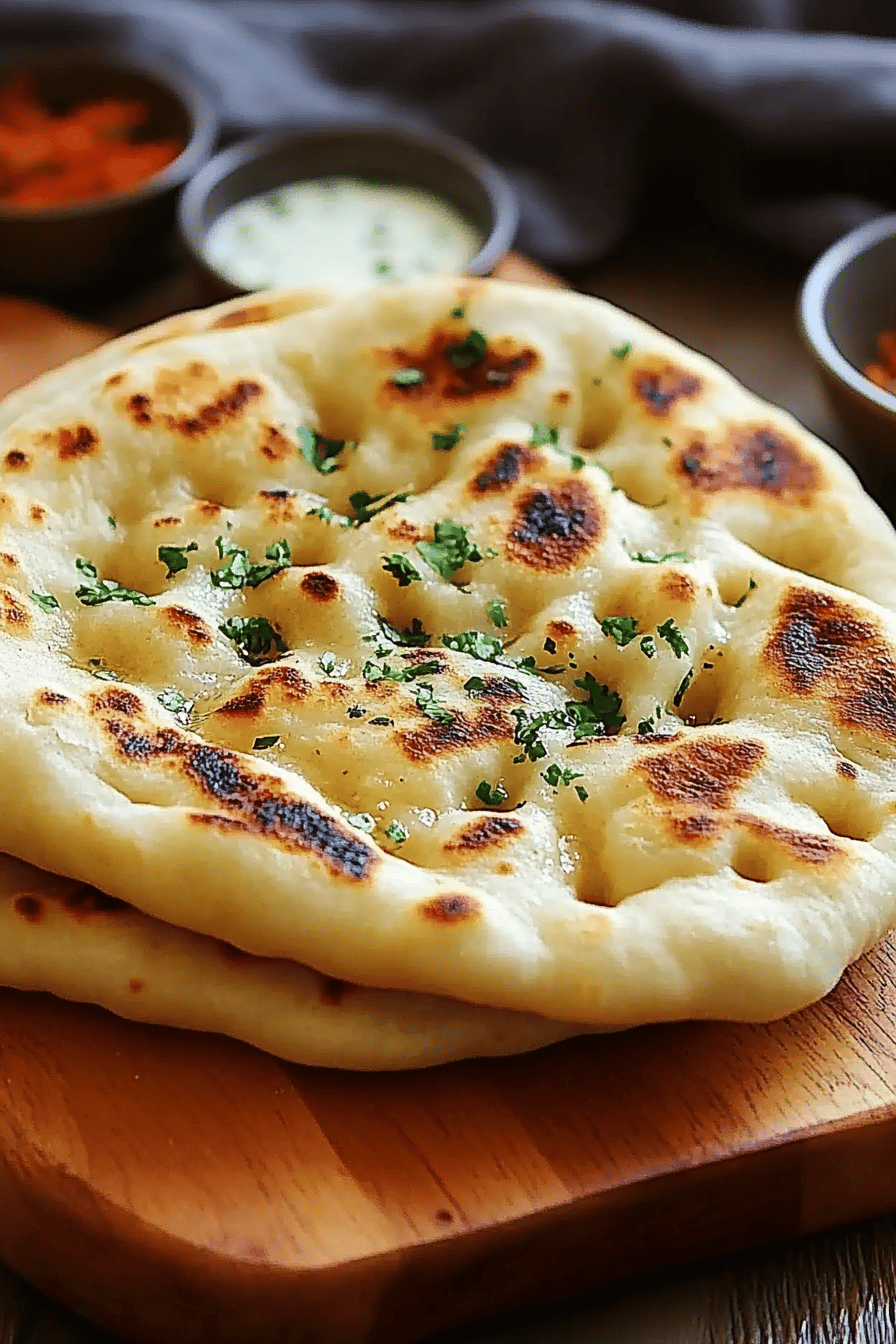 naan bread slice on plate showing perfect texture and swirl pattern