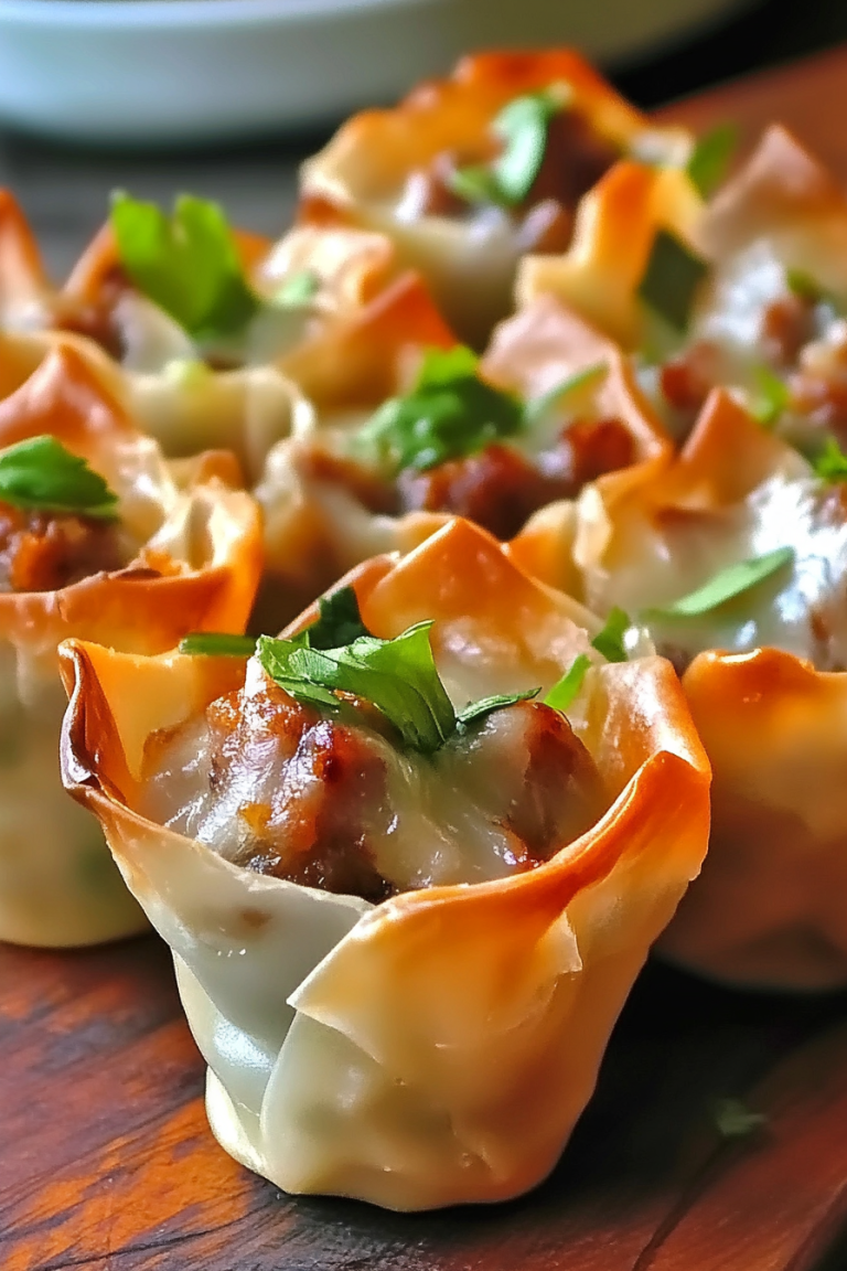 sausage wonton cups