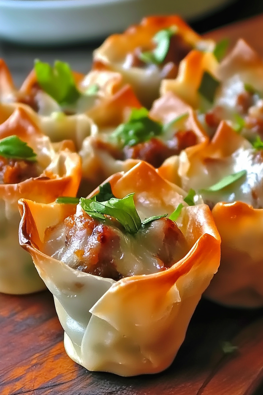 sausage wonton cups