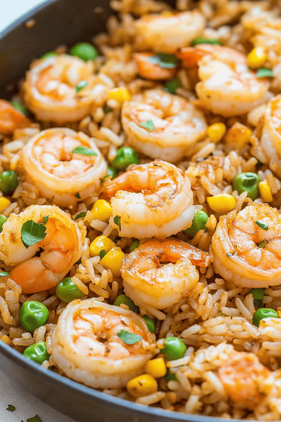shrimp fried rice slice on plate showing perfect texture and swirl pattern