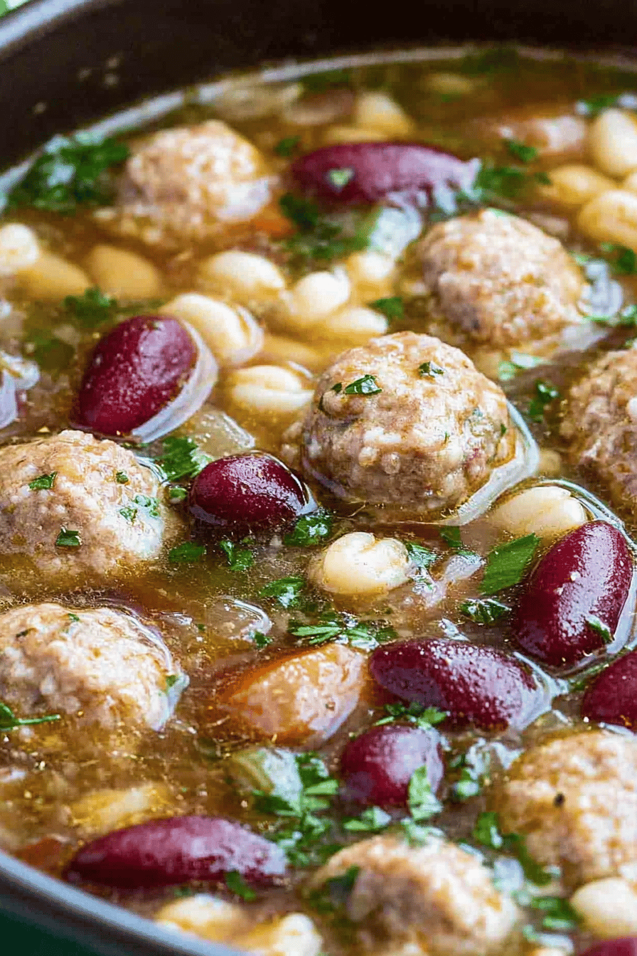 turkey meatball soup slice on plate showing perfect texture and swirl pattern