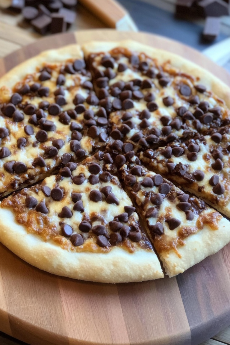 Chocolate chip dessert pizza