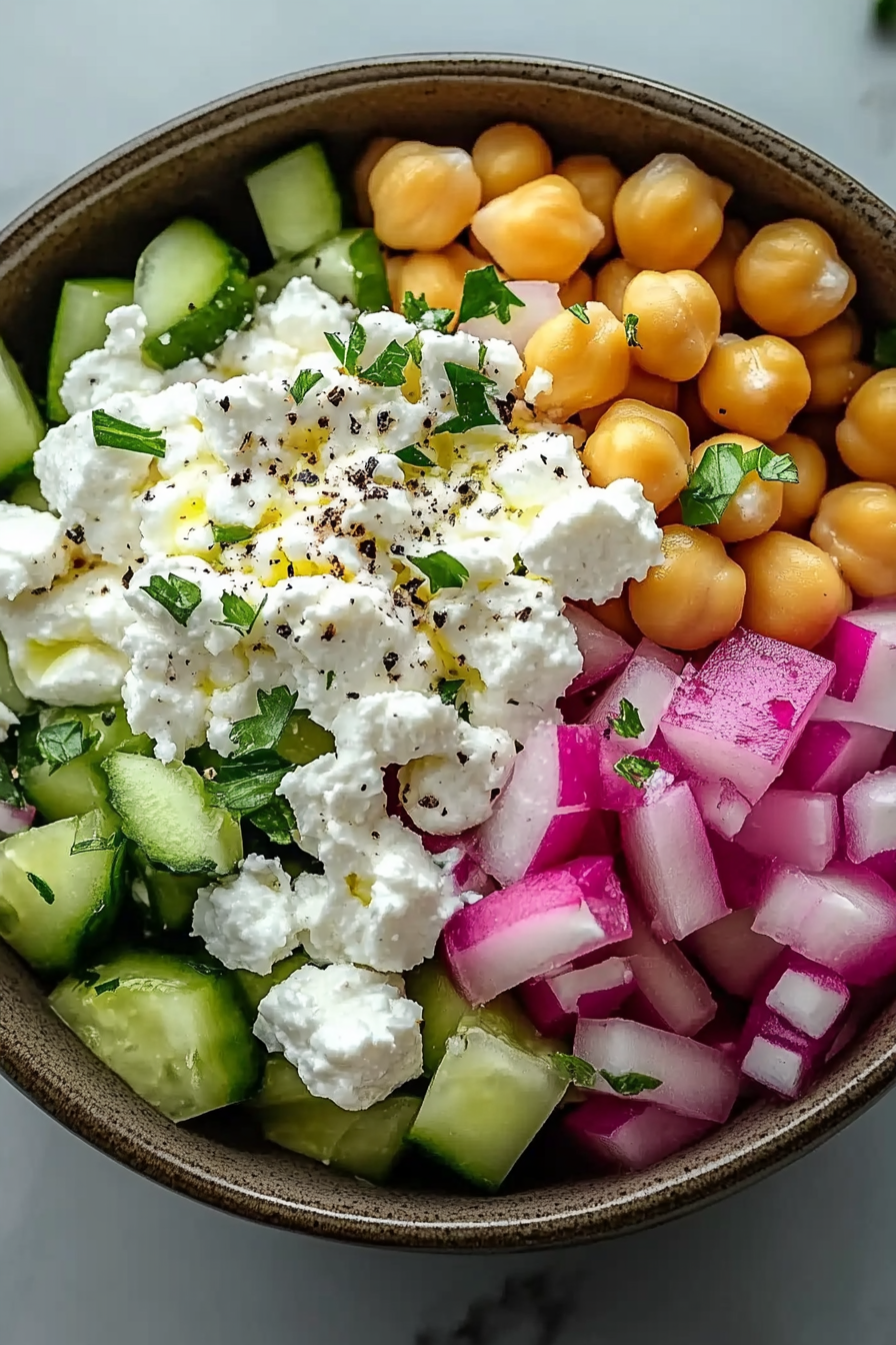 Cottage cheese chickpea salad