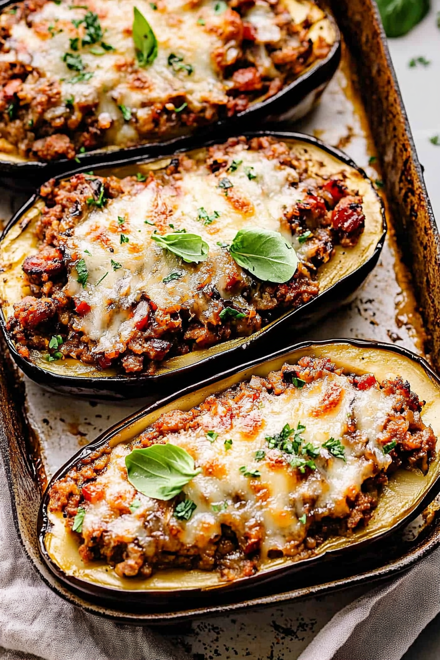 Sausage Stuffed Eggplant