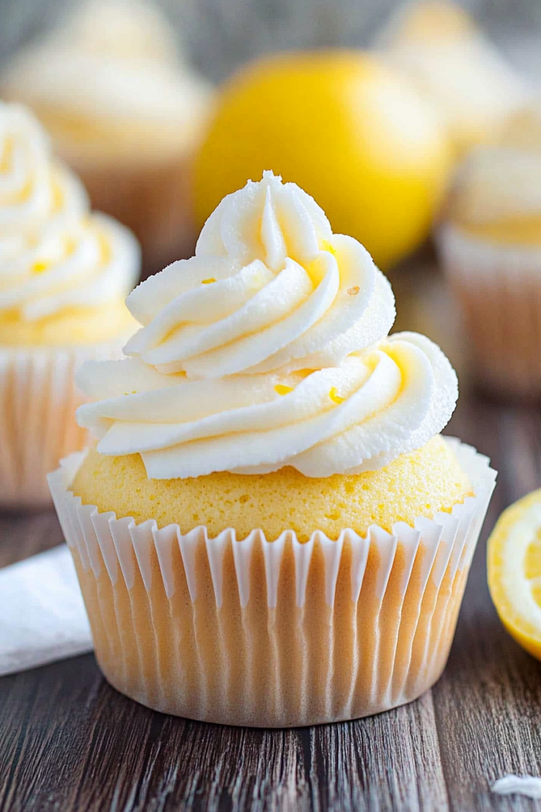 Easy Vanilla Cupcakes with Lemon Frosting