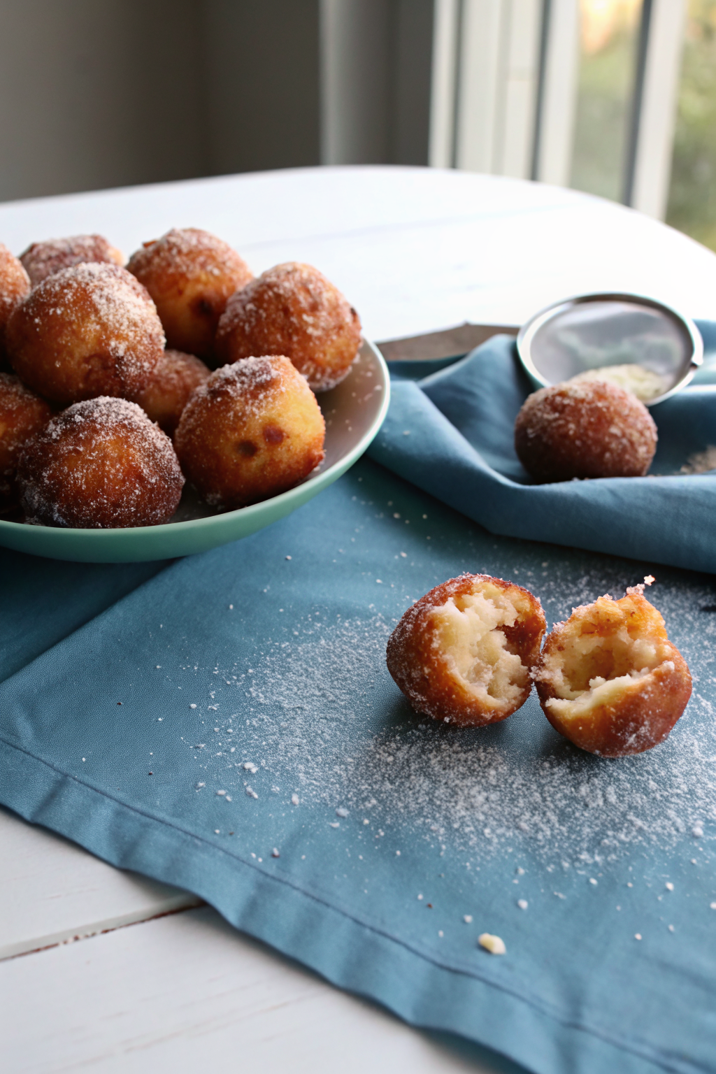Jelly Donut Holes ingredients organized and measured on kitchen counter