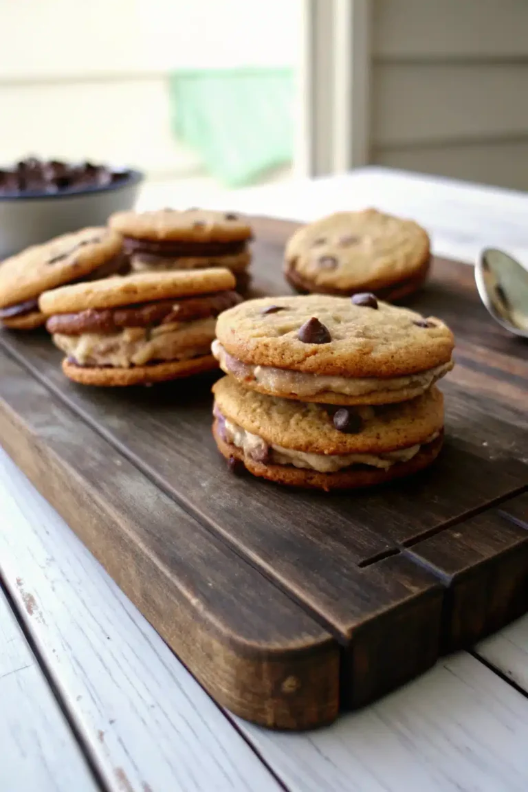 Chocolate Chip Cookie Sandwiches With Nutella Cream Cheese Filling
