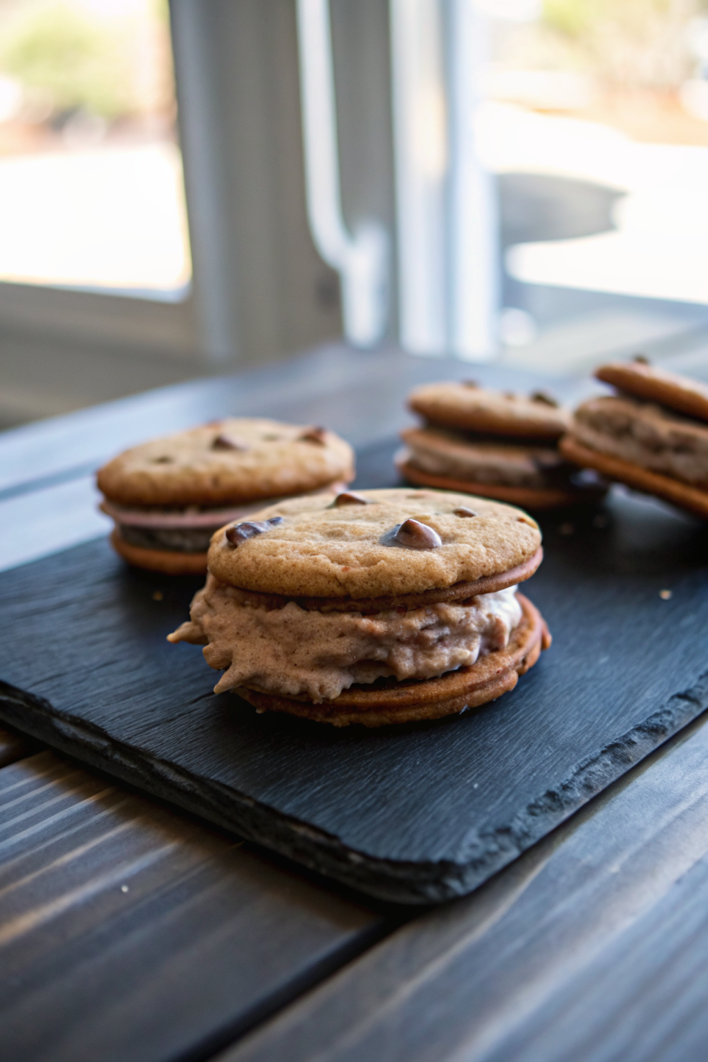 Chocolate Chip Cookie Sandwiches with Nutella ingredients organized and measured on kitchen counter
