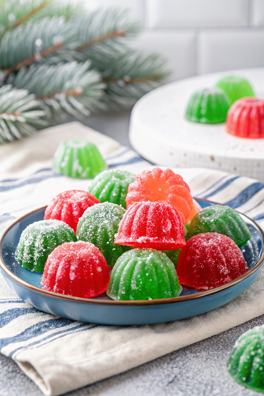 Christmas Jello Balls ingredients organized and measured on kitchen counter