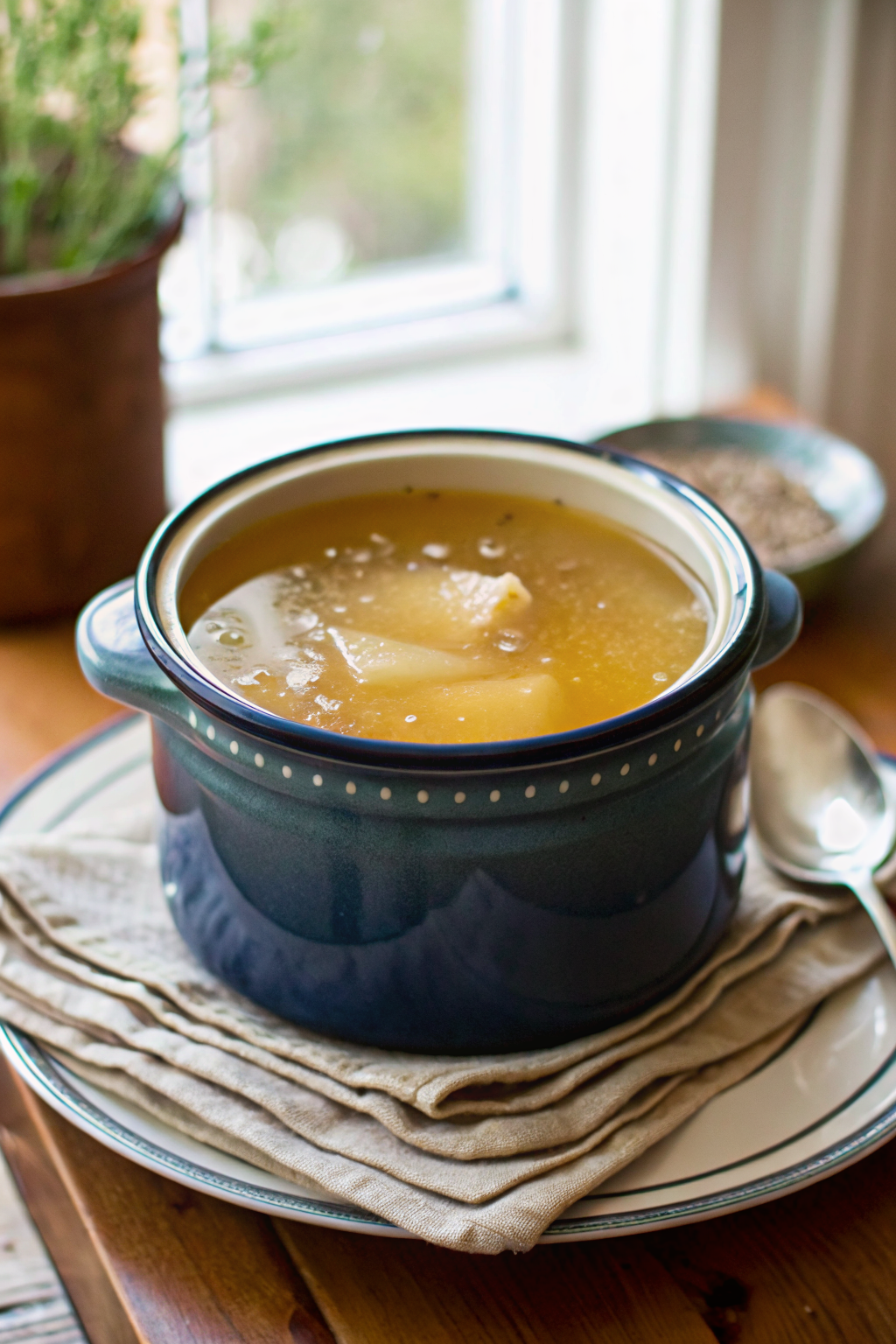 Homemade Chicken Broth ingredients organized and measured on kitchen counter