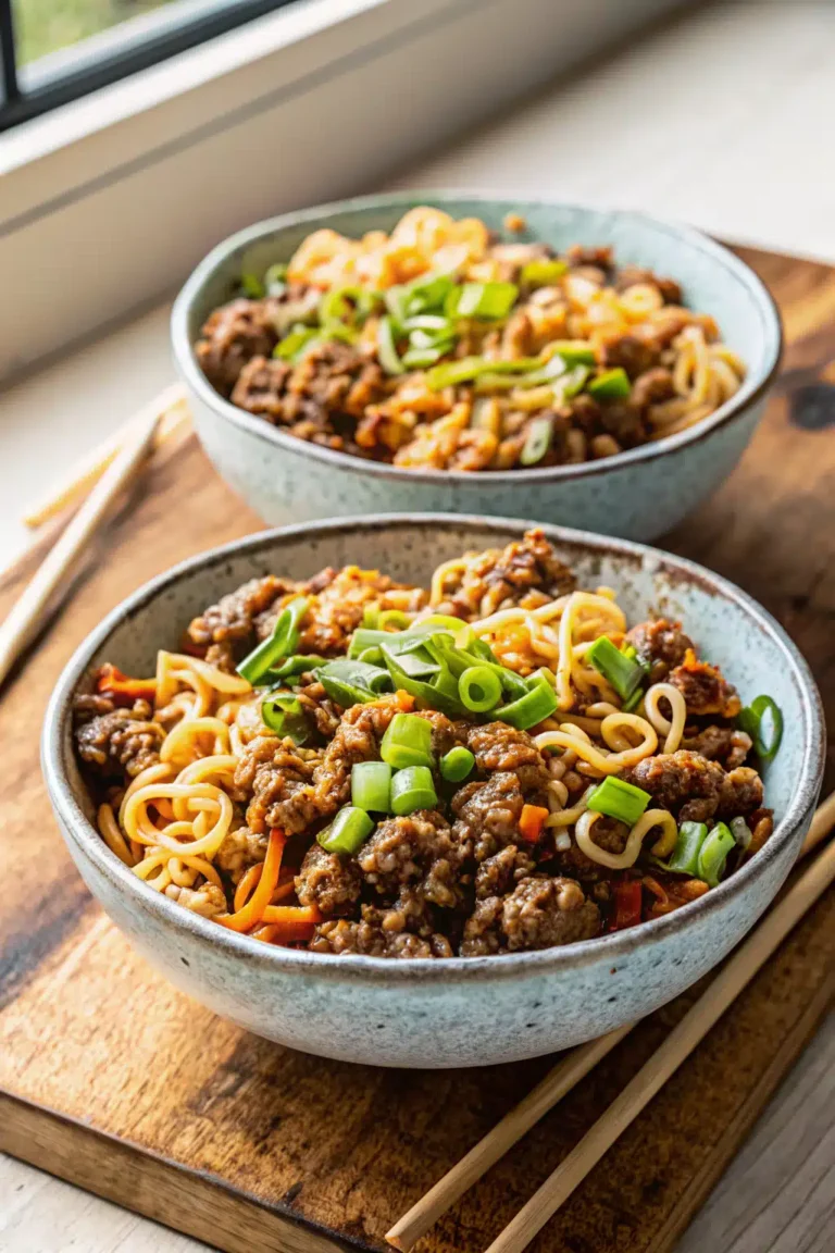 One Pot Ground Beef Ramen Noodles