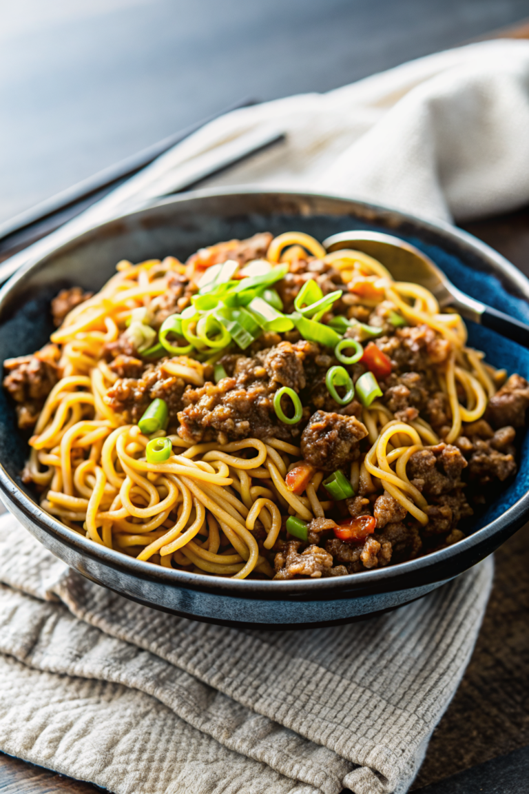 One Pot Ground Beef Ramen Noodles