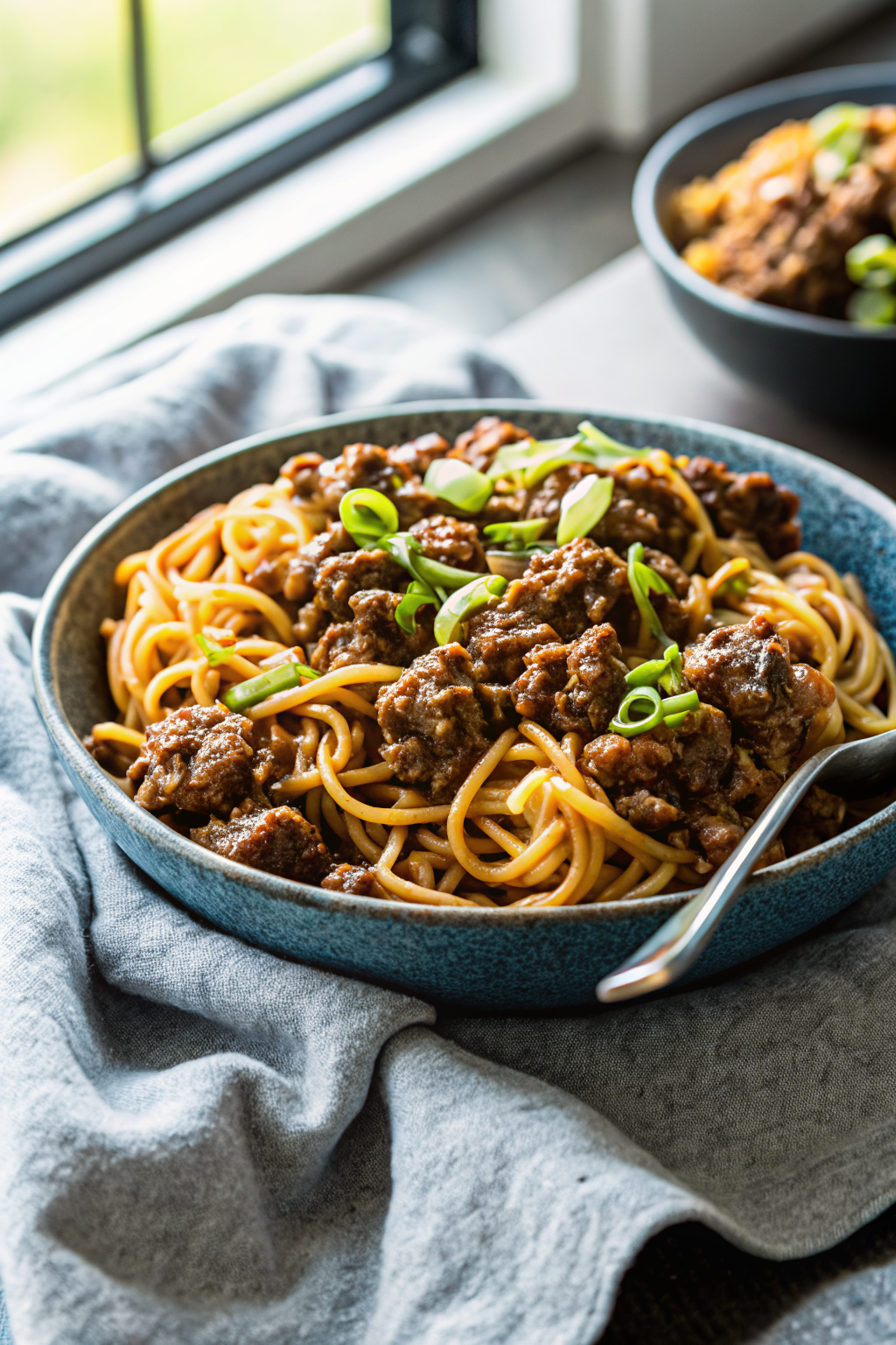 One-Pot Ground Beef Ramen Noodles slice on plate showing perfect texture and swirl pattern