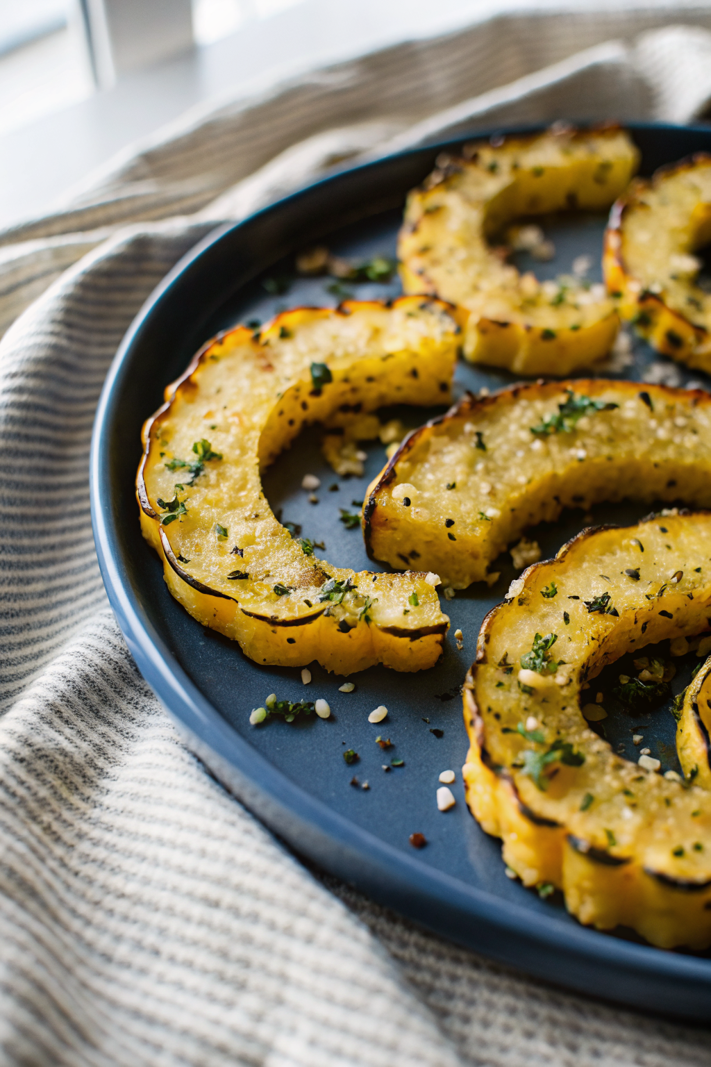 Parmesan Crusted Delicata Squash ingredients organized and measured on kitchen counter