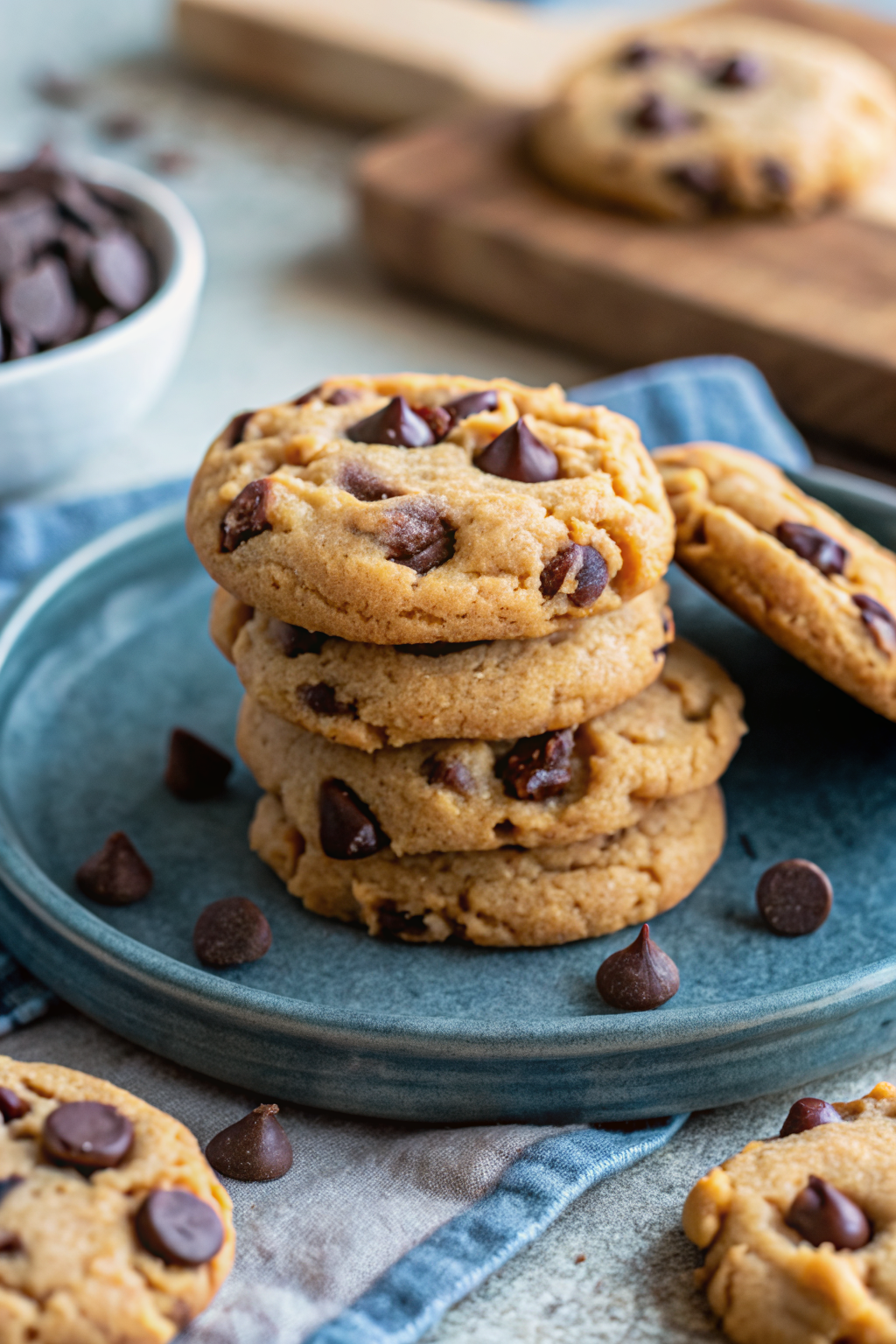 Peanut Butter Chocolate Chip Cookies ingredients organized and measured on kitchen counter